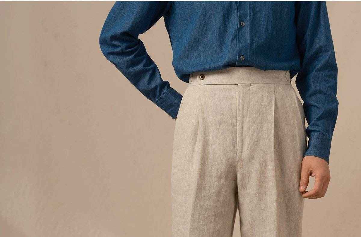 Cultum Linen Tailored Trousers Beige (M) - ASCHIEF