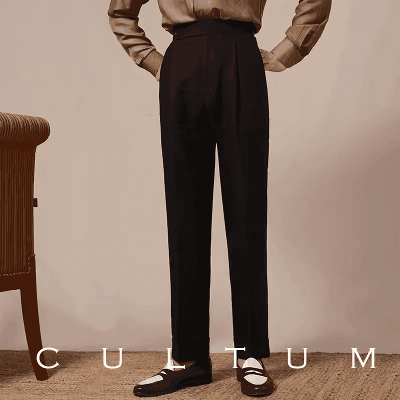 Cultum Midnight Wool-Linen Tailored Trousers(M) - ASCHIEF