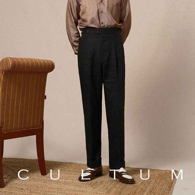 Cultum Midnight Wool-Linen Tailored Trousers(M) - ASCHIEF