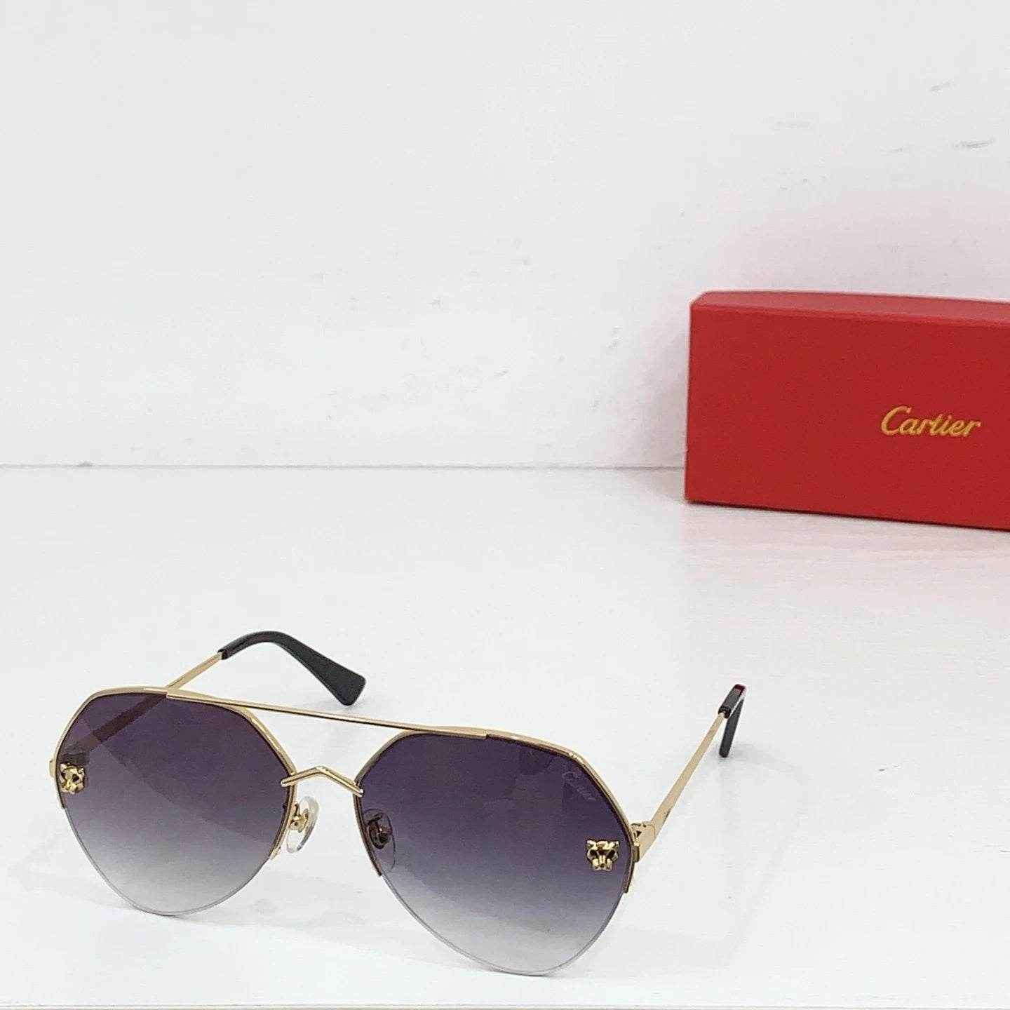Rimless Gradient Lens Aviator Sunglasses – Cartier Inspired(U) - ASCHIEF